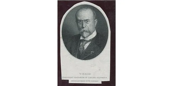 Československo, Otisk hlubotiskové rytiny s portrétem T. G. Masaryka