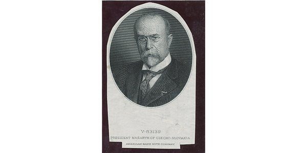 Československo, Otisk hlubotiskové rytiny s portrétem T. G. Masaryka