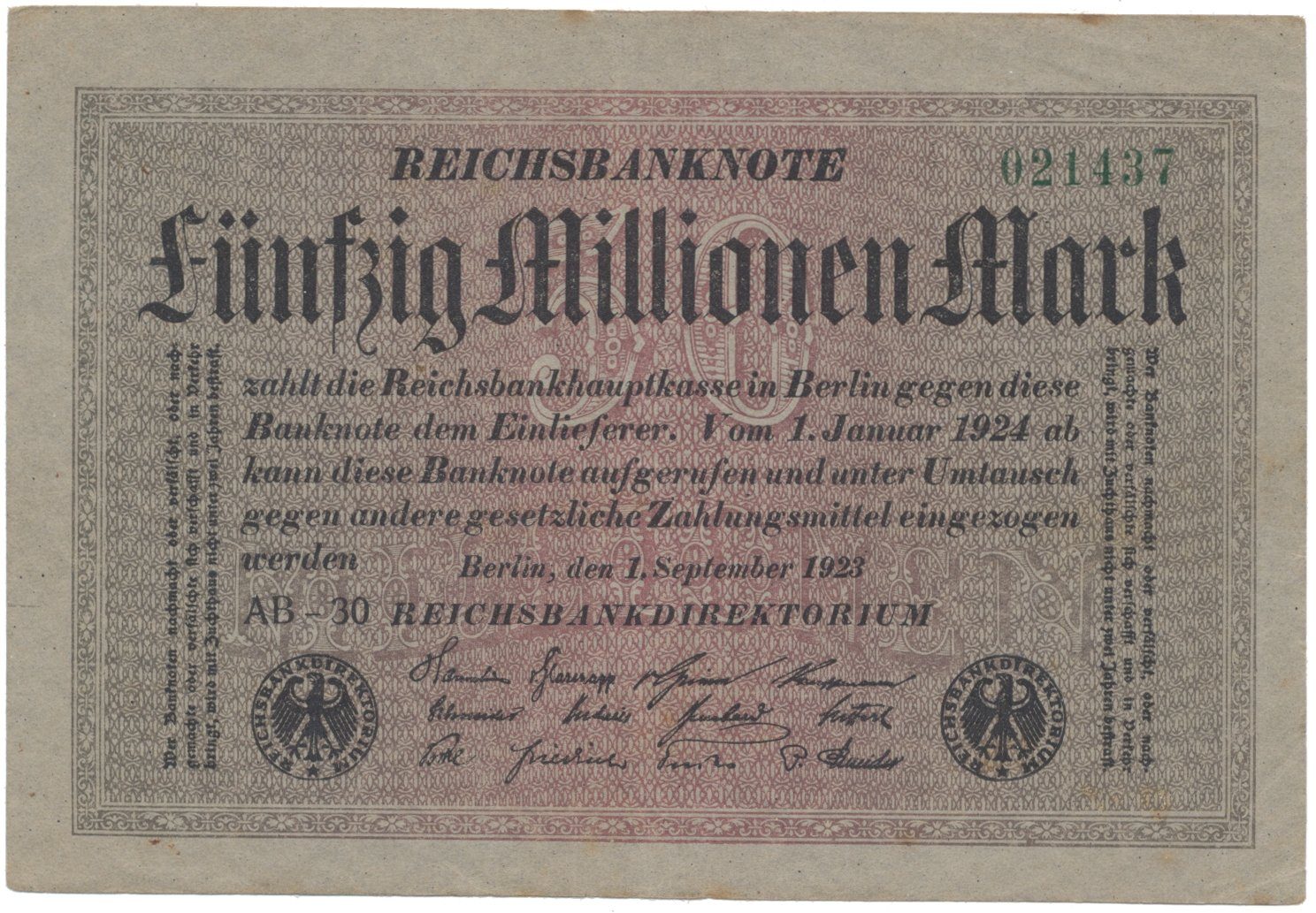 Německo, 50 Millionen Mark 1923, Ro.108c