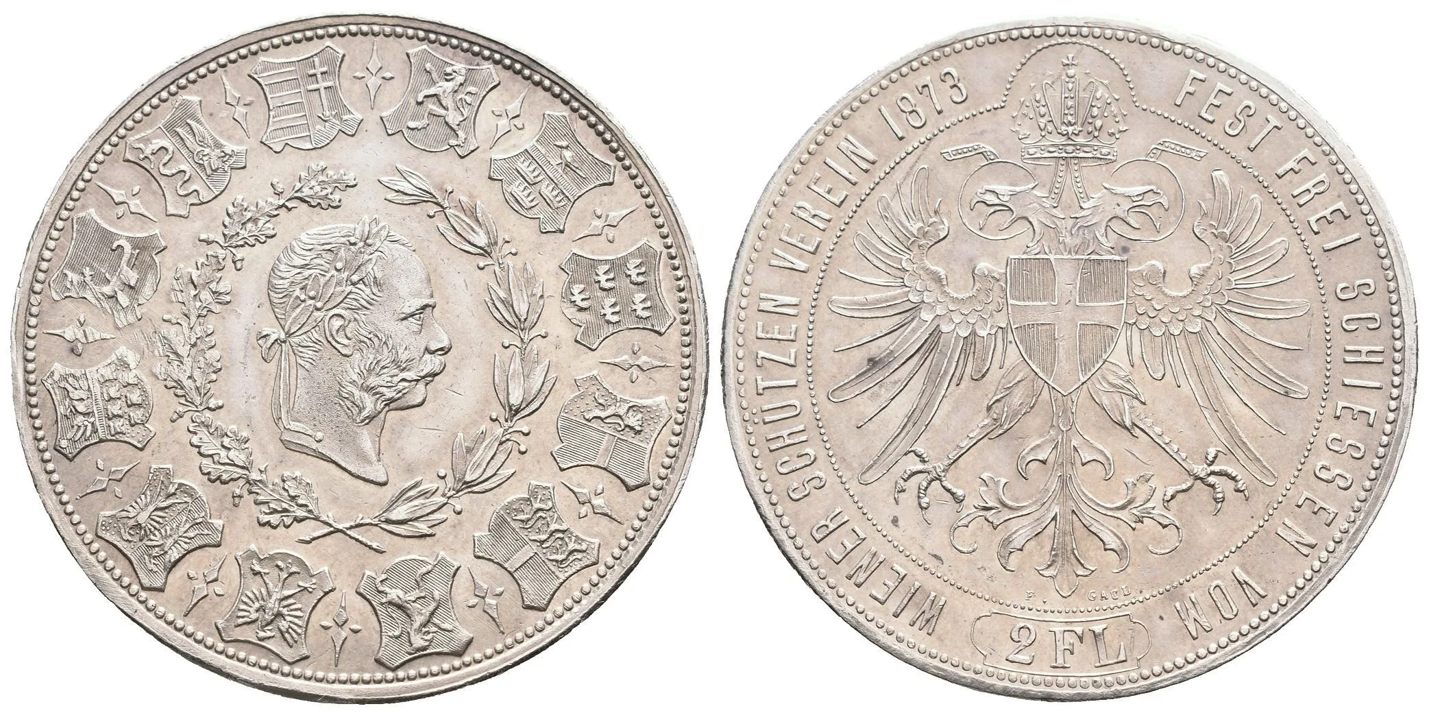 2 Zlatník 1873 - Střelby Vídeňského střeleckého spolku (22,08 g), — 1