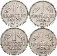 Soubor mincí - 1 Marka 1950 D, F, G a J, lepší mincovny, J.385_4 ks — 1