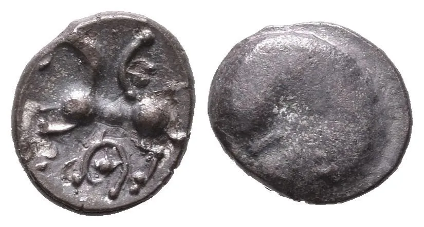 AR Obol, typ Němčice/Roseldorf II, Hladký hrbol / Koník zleva, stylizovaný — 1