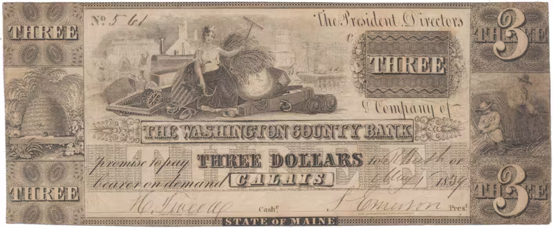 USA - Maine, 3 Dollar 1834