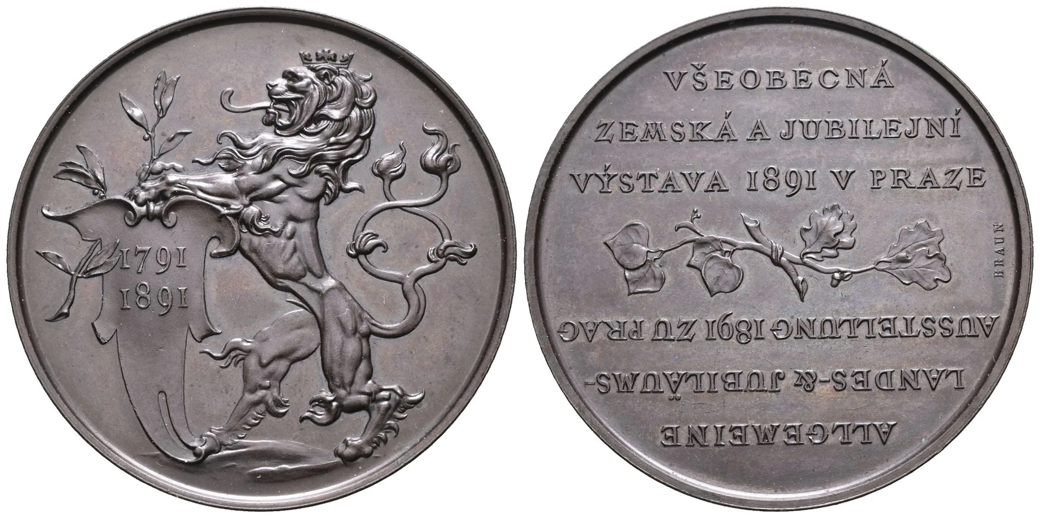 AE Medaile (R. Braun) - Záslužná medaile pro vystavovatele. Český a německý nápis / — 1