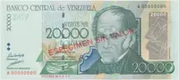 Venezuela, 20.000 Bolivares 1998, anulát - ESPECIMEN, P.82s