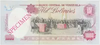 Venezuela, 1000 Bolivares 1992, anulát - SPECIMEN, P.73bs - fotografie 2