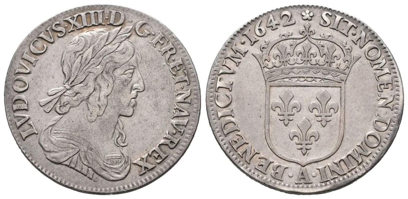 Francie, 1/4 Ecu 1642 A, Paříž