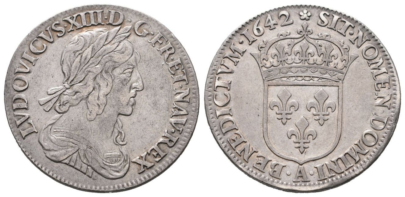 Francie, 1/4 Ecu 1642 A, Paříž