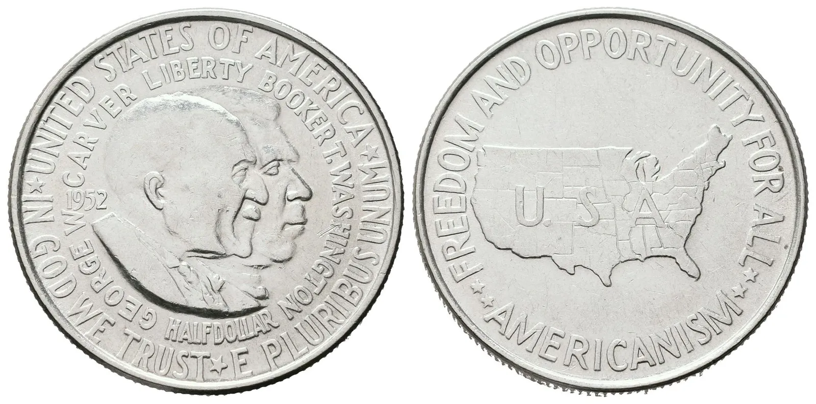 USA, 1/2 Dollar 1952 - Booker T. Washington a George Washington Carver