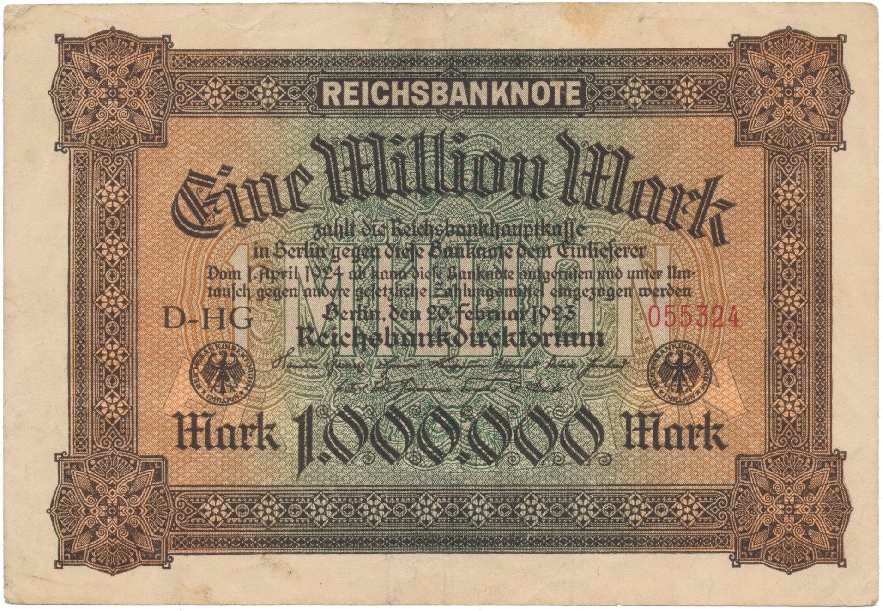 Německo, 100 Millionen Mark 1923, Ro.85a