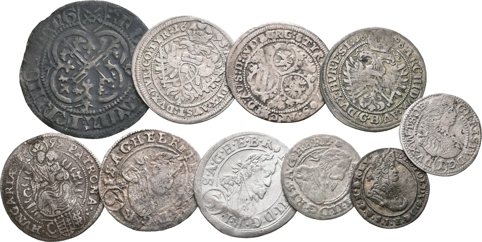 Soubor stříbrných mincí Rakouska a Slezska - 3 Krejcar 1624 a 1632 St. Veit, — 1