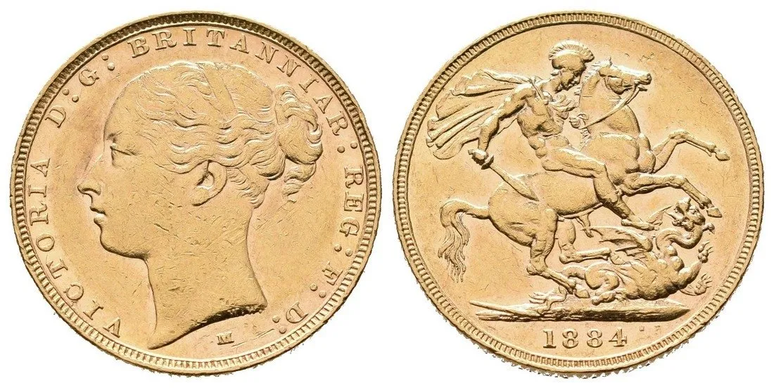 Sovereign 1884, Au 0,917, 22 mm (7,9881 g)