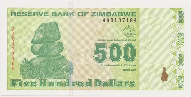 Zimbabwe, 500 Dollars 2009, P.98