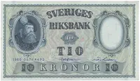 Švédsko, 10 Kronor 1960, modrý číslovač, P.43h