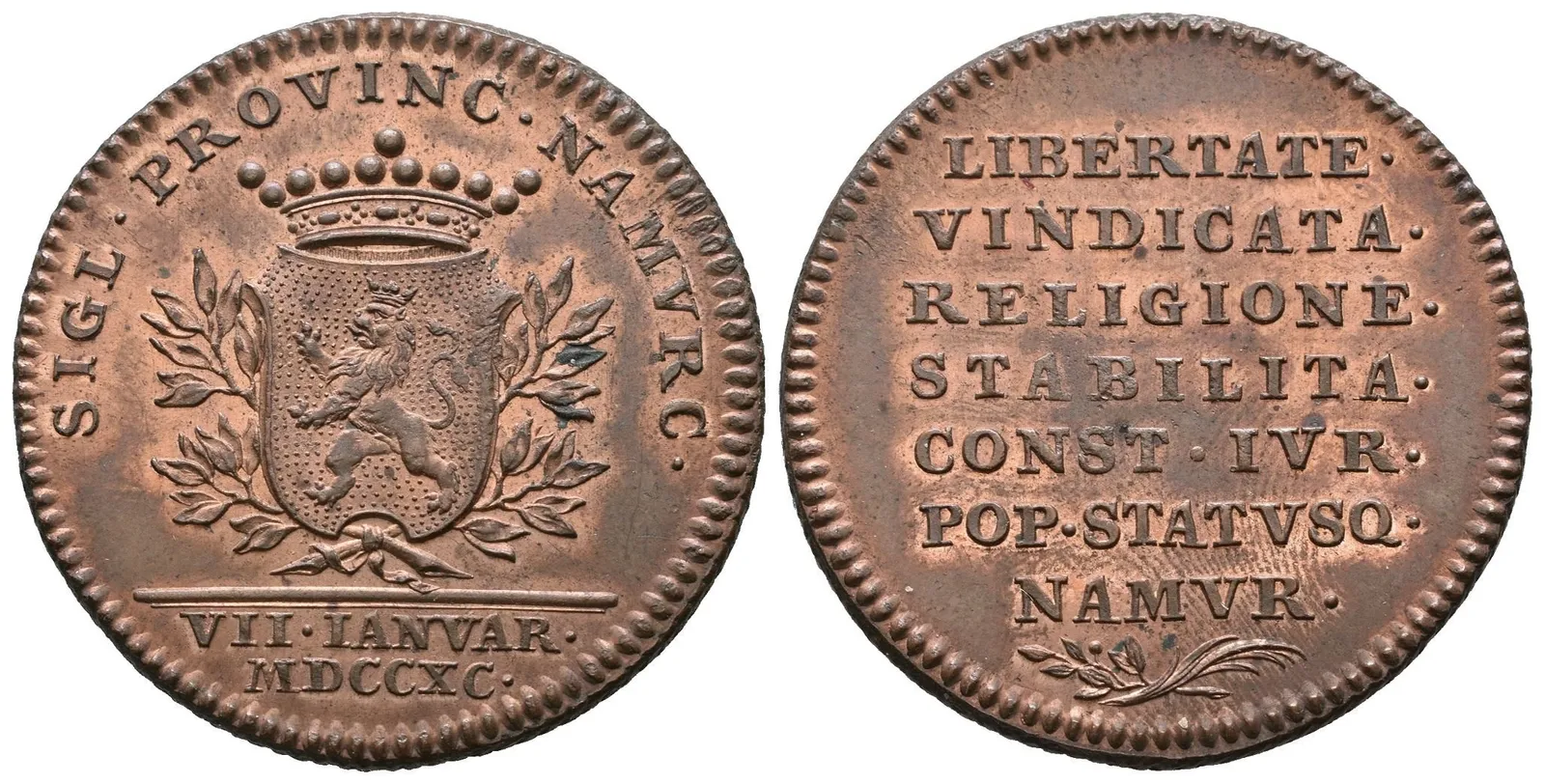 AE Medaile 1790 (T. van Berckel) - Na památku Brabantské revoluce a vítězství stavů. — 1