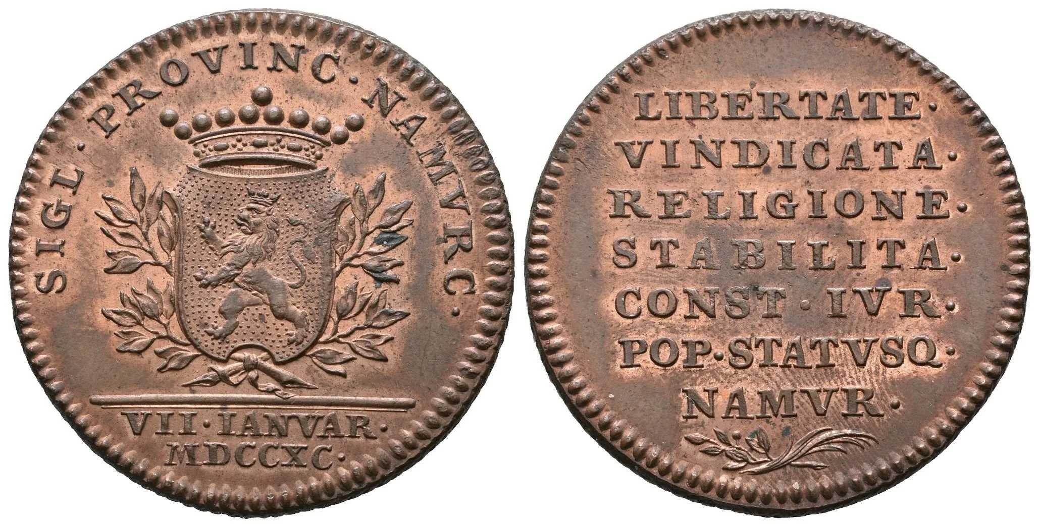 AE Medaile 1790 (T. van Berckel) - Na památku Brabantské revoluce a vítězství stavů. — 1