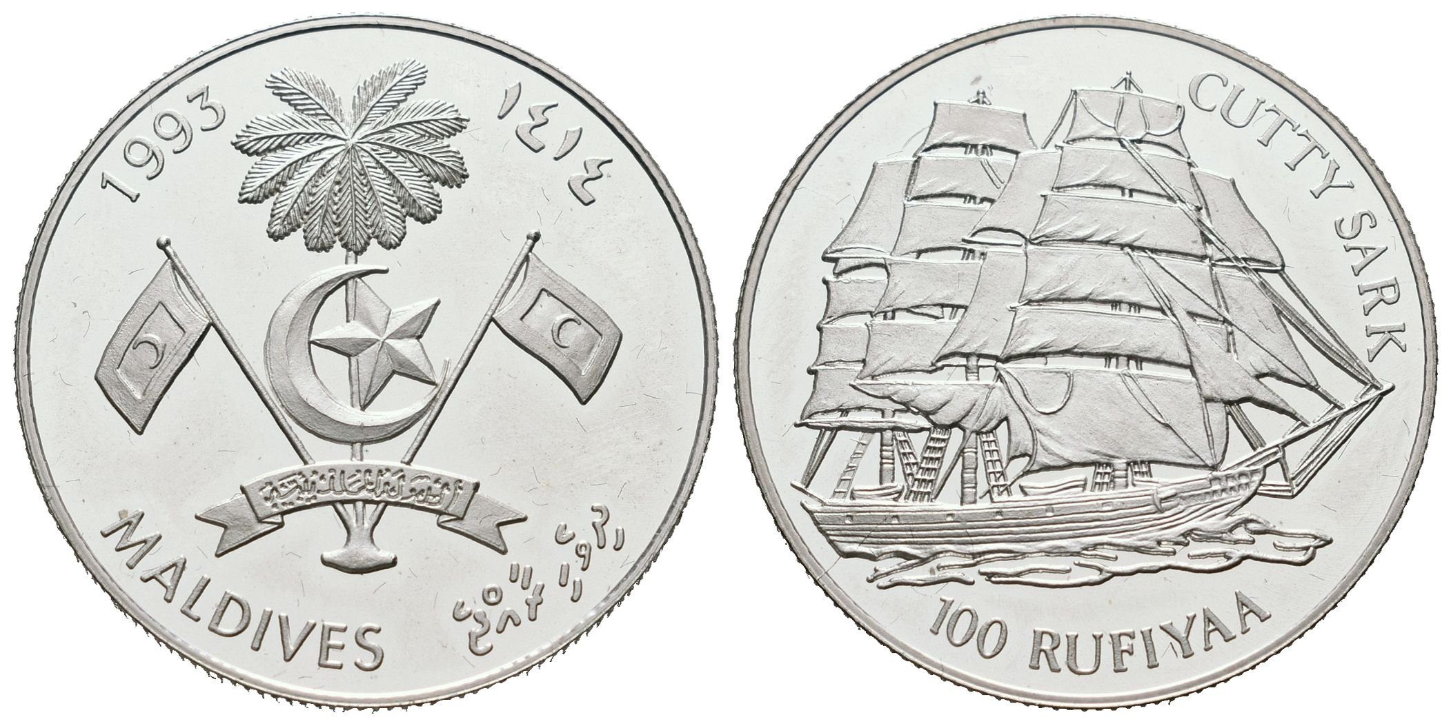 Maledivy, 100 Rufiyaa 1993 - Cutty Sark