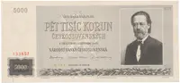 5000 Koruna 1945, perforace 3. m.d., Hej.80a