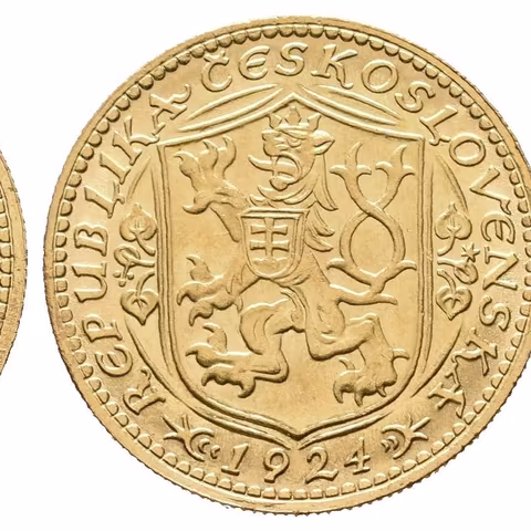 Dukát 1924 (raženo 32814 ks), krásná zachovalost, lesk,